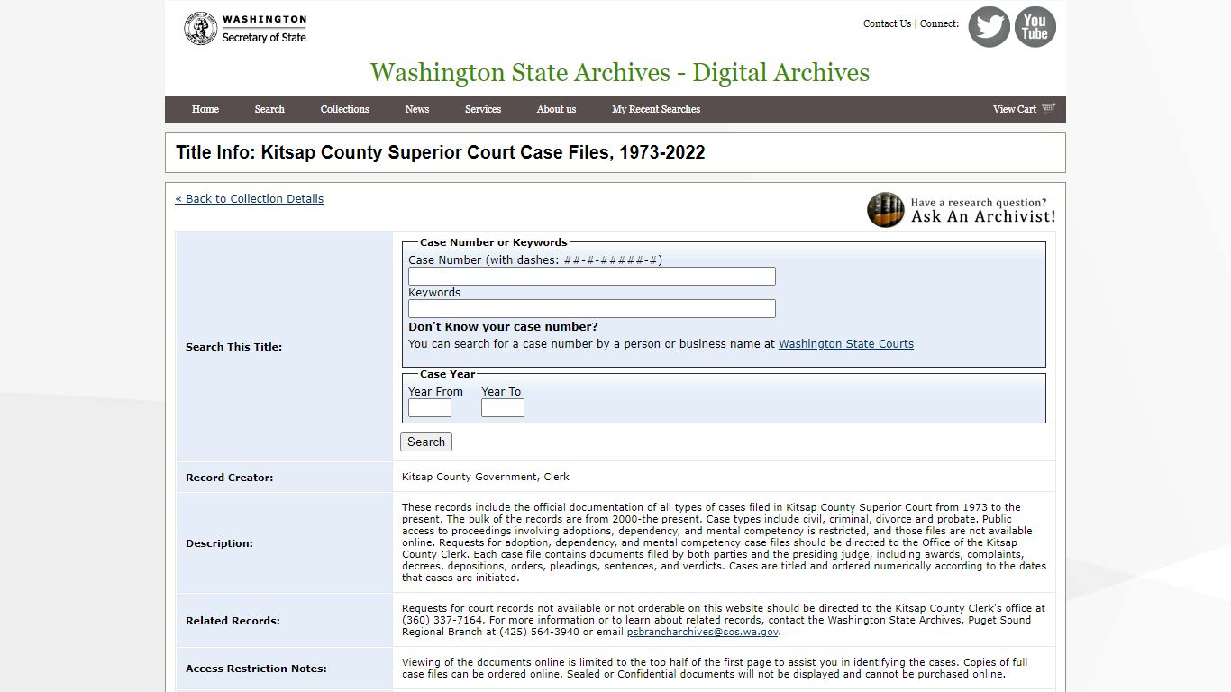 Title Info: Kitsap County Superior Court Case Files, 1973-2022